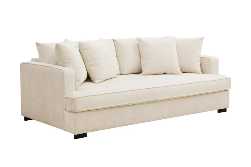 Rossita 3-seters Dyp Sofa med Hel Pute i Chenille - Beige - Møbler - Sofaer - Sofa 3 seter