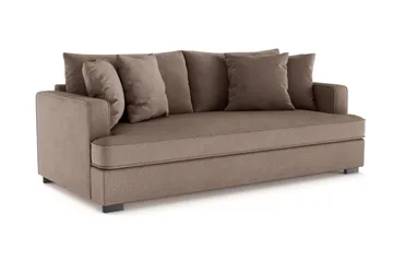 Rossita 3-seters Dyp Sofa med Hel Pute i Stoff - Brun - Møbler - Sofaer - Sofa 3 seter