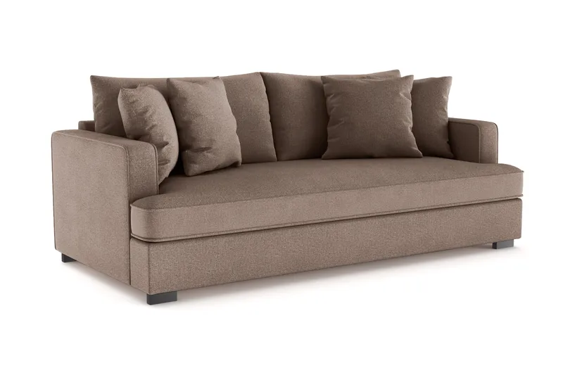 Rossita 3-seters Dyp Sofa med Hel Pute i Stoff - Brun - Møbler - Sofaer - Sofa 3 seter