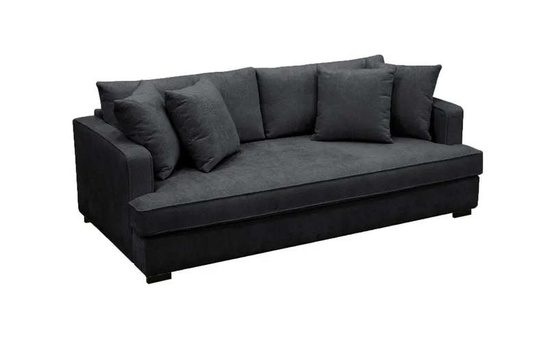 Rossita 3-seters Dyp Sofa med Hel Pute i Chenille - Svart - Møbler - Sofaer - Sofa 3 seter