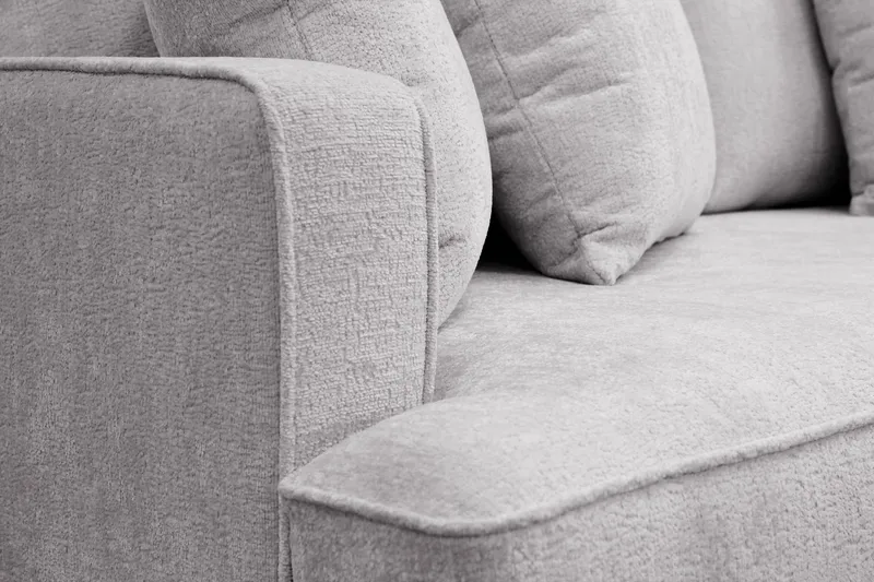 Rossita 3-seters Dyp Sofa med Hel Pute i Chenille - Grå - Møbler - Sofaer - Sofa 3 seter