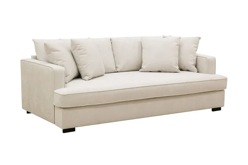 Rossita 3-seters Dyp Sofa med Hel Pute i Stoff - Beige - Møbler - Sofaer - Sofa 3 seter