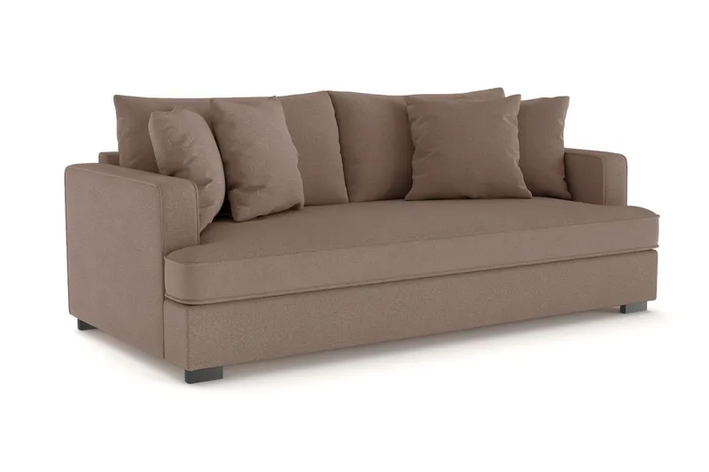 Rossita 3-seters Dyp Sofa med Hel Pute i Stoff - Brun - Møbler - Sofaer - Sofa 3 seter