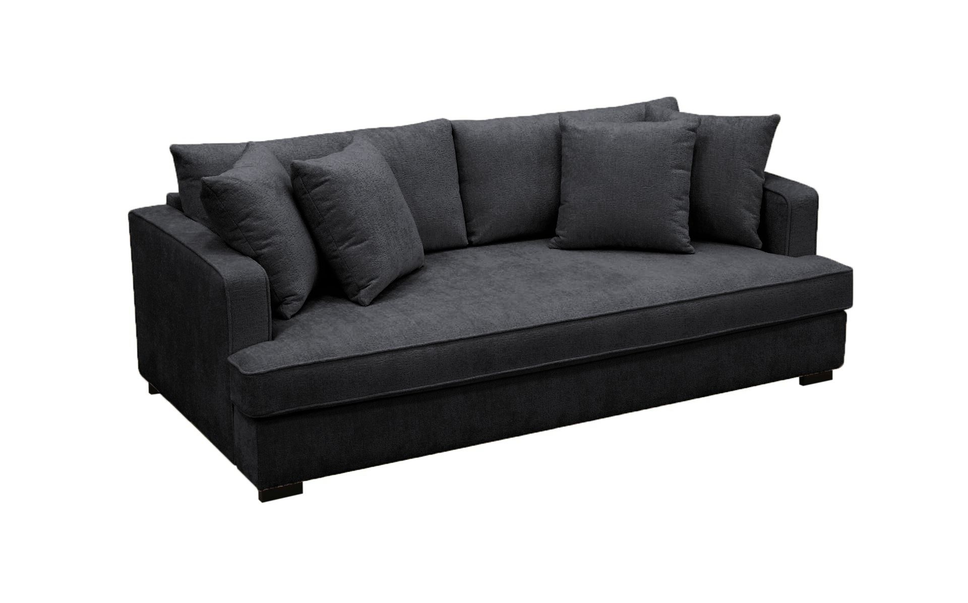 Rossita 3-seters Dyp Sofa med Hel Pute i Chenille - Svart - Møbler - Sofaer - Sofa 3 seter