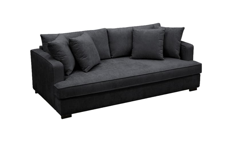 Rossita 3-seters Dyp Sofa med Hel Pute i Chenille - Svart - Møbler - Sofaer - Sofa 3 seter