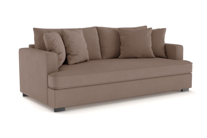 Rossita 3-seters Dyp Sofa med Hel Pute i Stoff - Brun - Møbler - Sofaer - Sofa 3 seter
