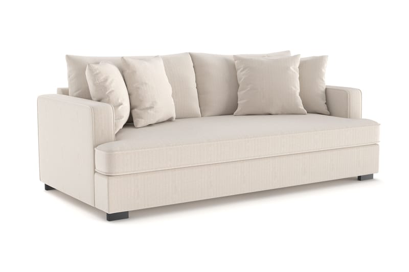 Rossita 3-seters Dyp Sofa med Hel Pute i Kordfløyel - Beige - Møbler - Sofaer - Sofa 3 seter