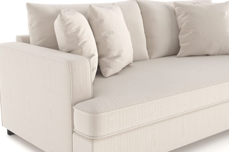 Rossita 3-seters Dyp Sofa med Hel Pute i Kordfløyel - Beige - Møbler - Sofaer - Sofa 3 seter