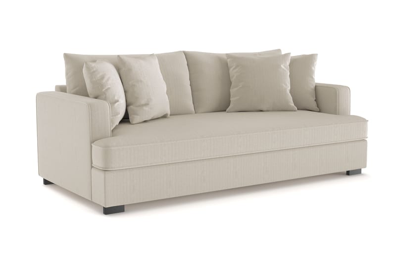 Rossita 3-seters Dyp Sofa med Hel Pute i Kordfløyel - Greige - Møbler - Sofaer - Sofa 3 seter