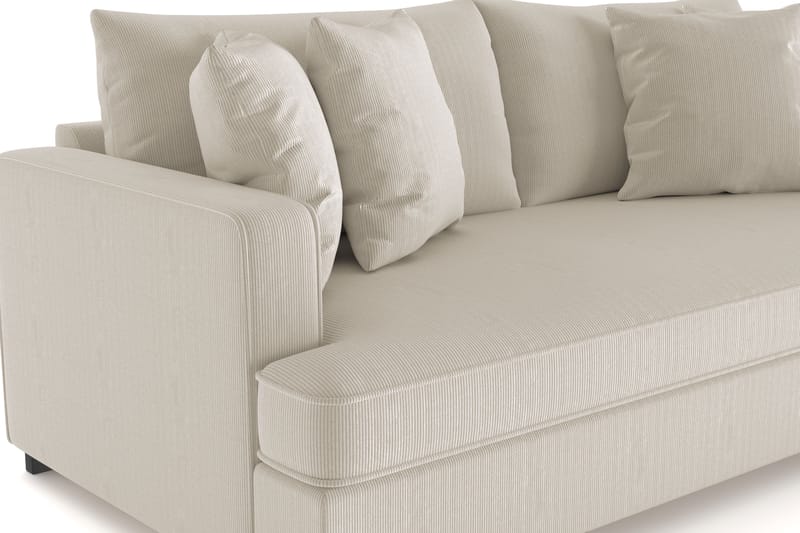 Rossita 3-seters Dyp Sofa med Hel Pute i Kordfløyel - Greige - Møbler - Sofaer - Sofa 3 seter