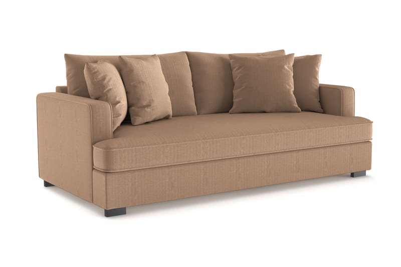 Rossita 3-seters Dyp Sofa med Hel Pute i Kordfløyel - Brun - Møbler - Sofaer - Sofa 3 seter