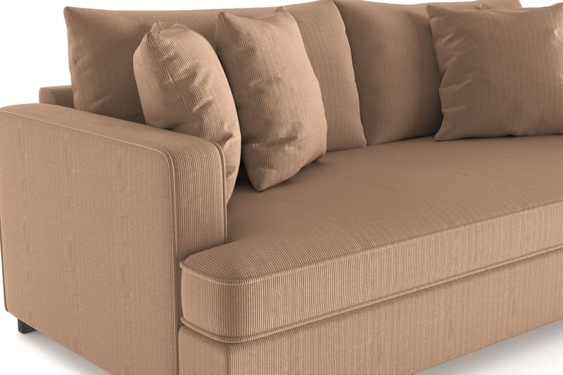 Rossita 3-seters Dyp Sofa med Hel Pute i Kordfløyel - Brun - Møbler - Sofaer - Sofa 3 seter