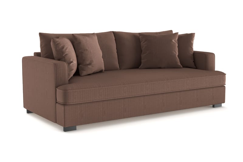 Rossita 3-seters Dyp Sofa med Hel Pute i Kordfløyel - Brun - Møbler - Sofaer - Sofa 3 seter