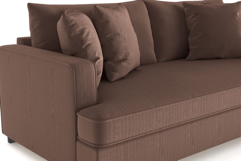Rossita 3-seters Dyp Sofa med Hel Pute i Kordfløyel - Brun - Møbler - Sofaer - Sofa 3 seter