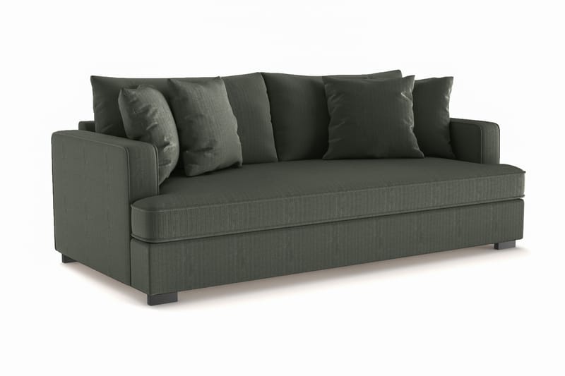 Rossita 3-seters Dyp Sofa med Hel Pute i Kordfløyel - Mørkegrønn - Møbler - Sofaer - Sofa 3 seter