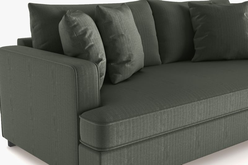 Rossita 3-seters Dyp Sofa med Hel Pute i Kordfløyel - Mørkegrønn - Møbler - Sofaer - Sofa 3 seter