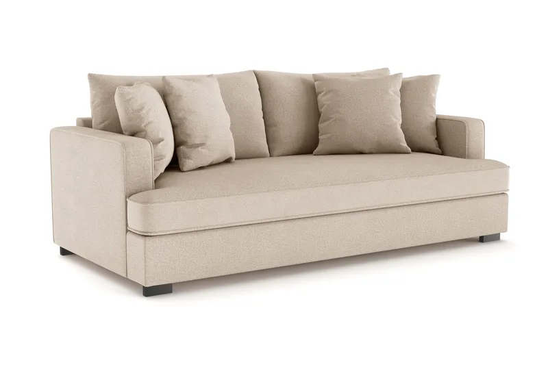 Rossita 3-seters Dyp Sofa med Hel Pute i Stoff - Beige - Møbler - Sofaer - Sofa 3 seter