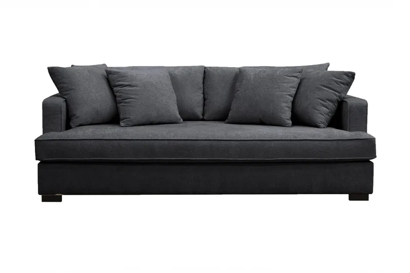 Rossita 3-seters Dyp Sofa med Hel Pute i Chenille - Svart - Møbler - Sofaer - Sofa 3 seter