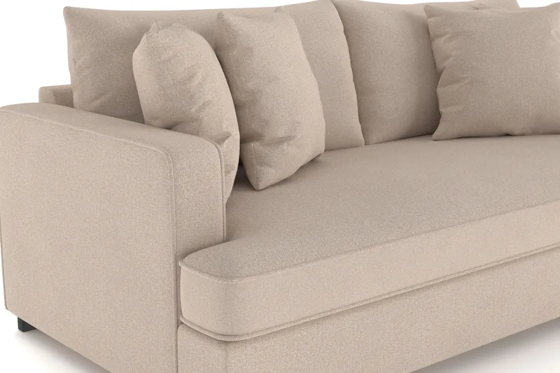 Rossita 3-seters Dyp Sofa med Hel Pute i Stoff - Beige - Møbler - Sofaer - Sofa 3 seter