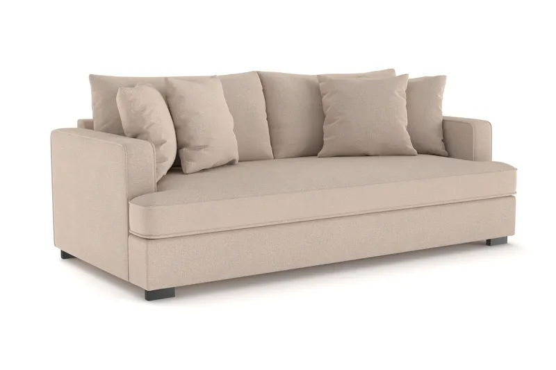 Rossita 3-seters Dyp Sofa med Hel Pute i Stoff - Beige - Møbler - Sofaer - Sofa 3 seter