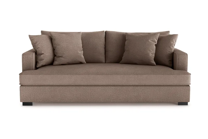 Rossita 3-seters Dyp Sofa med Hel Pute i Stoff, Brun