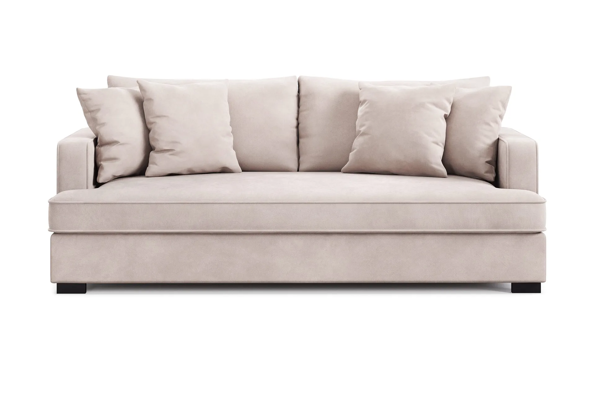 Rossita 3-seters Dyp Sofa med Hel Pute i Fløyel - Beige