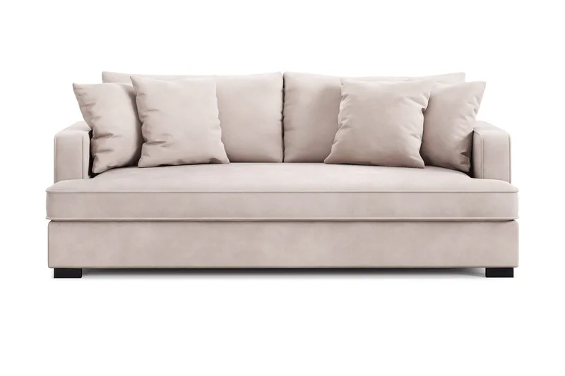 Rossita 3-seters Dyp Sofa med Hel Pute i Fløyel, Beige