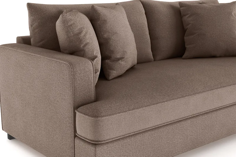 Rossita 3-seters Dyp Sofa med Hel Pute i Stoff - Brun - Møbler - Sofaer - Sofa 3 seter