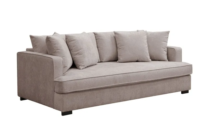 Rossita 3-seters Dyp Sofa med Hel Pute i Chenille - Grå / Brun - Møbler - Sofaer - Sofa 3 seter