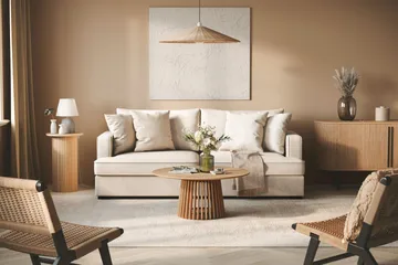 Rossita 3-seters dyp stoffsofa - Beige - Møbler - Sofaer - Sofa 3 seter