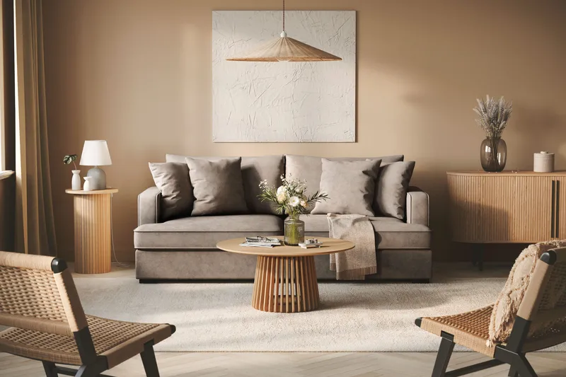 Rossita 3-seters Dyp Stoffsofa - Brun - Møbler - Sofaer - Sofa 3 seter