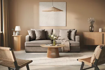 Rossita 3-seters Dyp Stoffsofa - Brun - Møbler - Sofaer - Sofa 3 seter