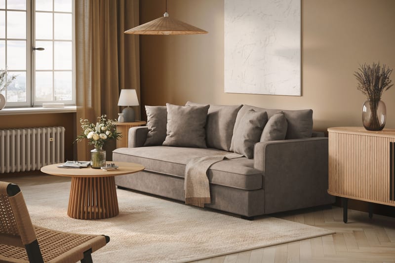 Rossita 3-seters Dyp Stoffsofa - Brun - Møbler - Sofaer - Sofa 3 seter