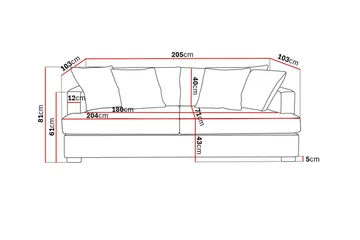 Rossita 3-seters Dyp Stoffsofa - Brun - Møbler - Sofaer - Sofa 3 seter