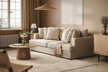 Rossita 4-seters Dyp Sofa i Bouclé - Beige - Møbler - Sofaer - 4 seter sofa