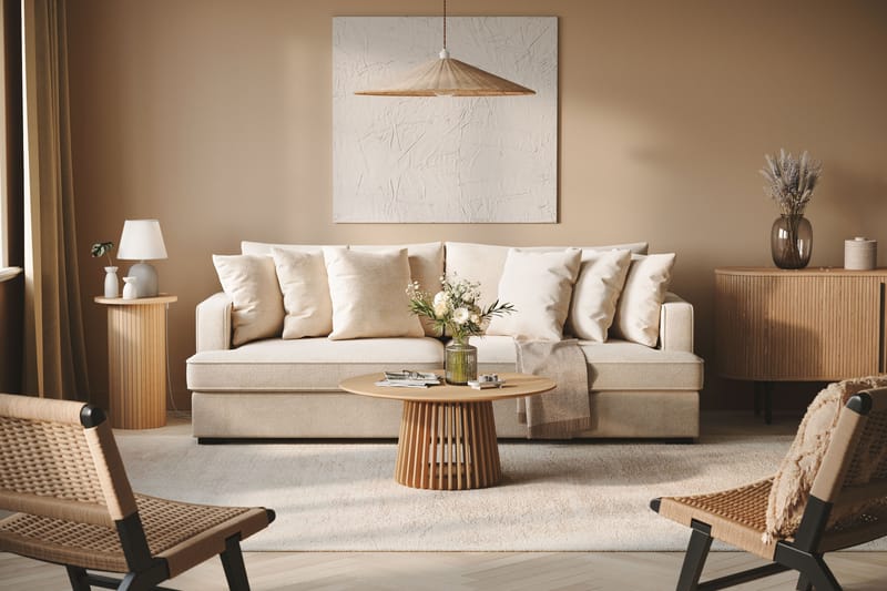 Rossita 4-seters Dyp Sofa i Chenille - Beige - Møbler - Sofaer - 4 seter sofa