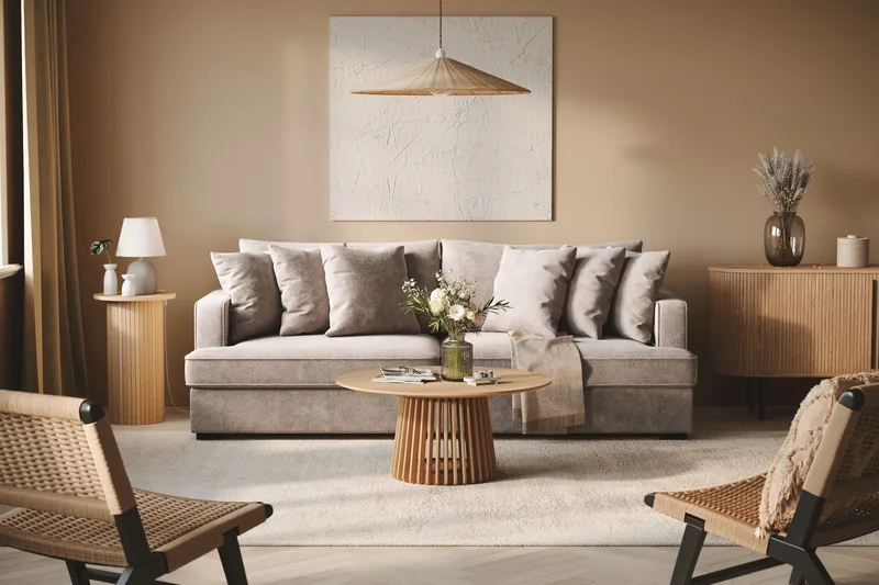 Rossita 4-seters Dyp Sofa i Chenille - Grå / Brun - Møbler - Sofaer - 4 seter sofa