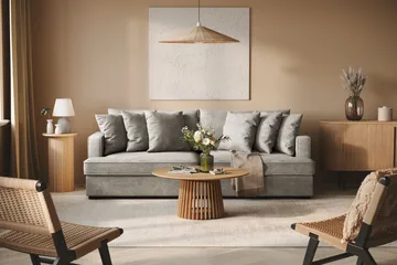Rossita 4-seters Dyp Sofa i Chenille - Trenza 03, Grå Chenille - Møbler - Sofaer - 4 seter sofa