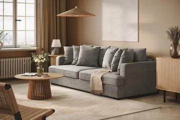 Rossita 4-seters Dyp Sofa i Chenille - Trenza 03, Grå Chenille - Møbler - Sofaer - 4 seter sofa