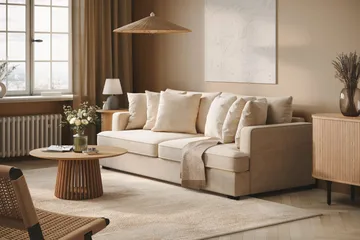Rossita 4-seters Dyp Sofa i Chenille - Trenza 06, Beige Chenille - Møbler - Sofaer - 4 seter sofa
