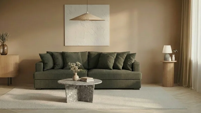 Rossita 4-seters Dyp Sofa i Kordfløyel - Mørkegrønn - Møbler - Sofaer - 4 seter sofa