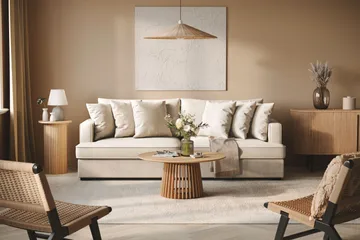 Rossita 4-seters dyp stoffsofa - Beige - Møbler - Sofaer - 4 seter sofa