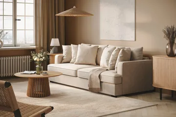 Rossita 4-seters dyp stoffsofa - Beige - Møbler - Sofaer - 4 seter sofa