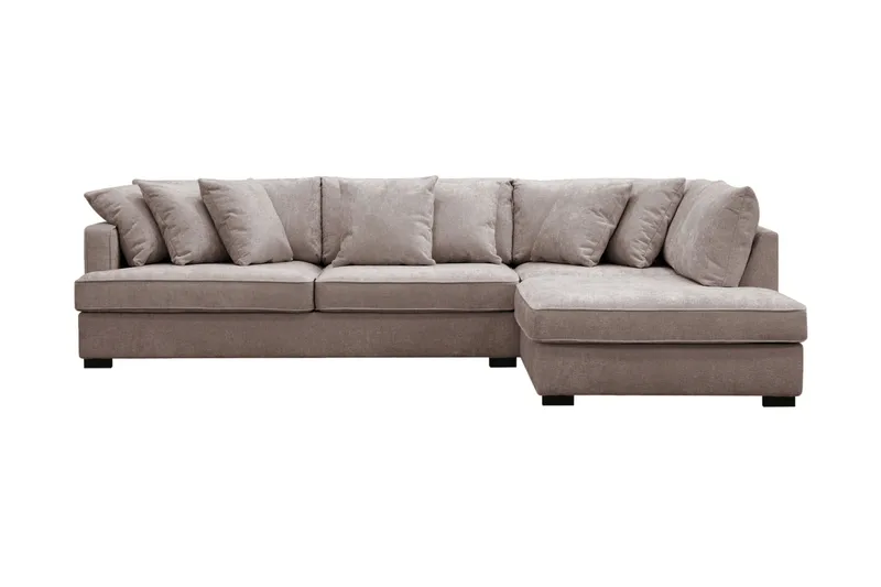 Rossita 4-seters Høyrevendt L-formet Dyp Sjeselongsofa i Chenille - Grå / Brun - Møbler - Sofaer - Sofa med sjeselong