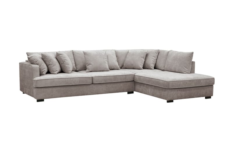 Rossita 4-seters Høyrevendt L-formet Dyp Sjeselongsofa i Chenille - Grå / Brun - Møbler - Sofaer - Sofa med sjeselong