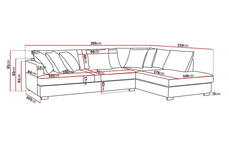 Rossita 4-seters Høyrevendt L-formet Dyp Sjeselongsofa i Chenille - Grå - Møbler - Sofaer - Sofa med sjeselong