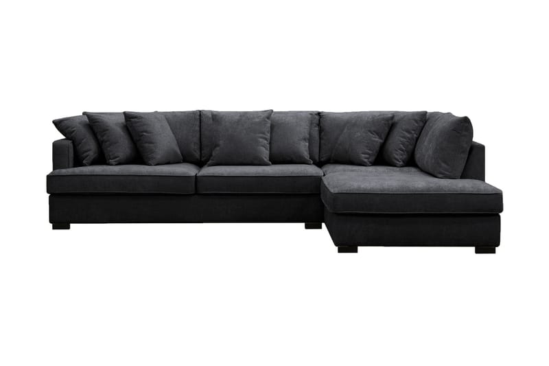 Rossita 4-seters Høyrevendt L-formet Dyp Sjeselongsofa i Chenille - Svart - Møbler - Sofaer - Sofa med sjeselong