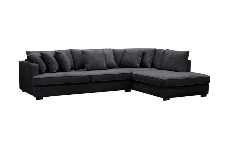 Rossita 4-seters Høyrevendt L-formet Dyp Sjeselongsofa i Chenille - Svart - Møbler - Sofaer - Sofa med sjeselong