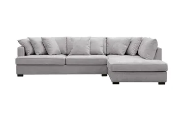 Rossita 4-seters Høyrevendt L-formet Dyp Sjeselongsofa i Chenille - Trenza 03, Grå Chenille - Møbler - Sofaer - Sofa med sjeselong