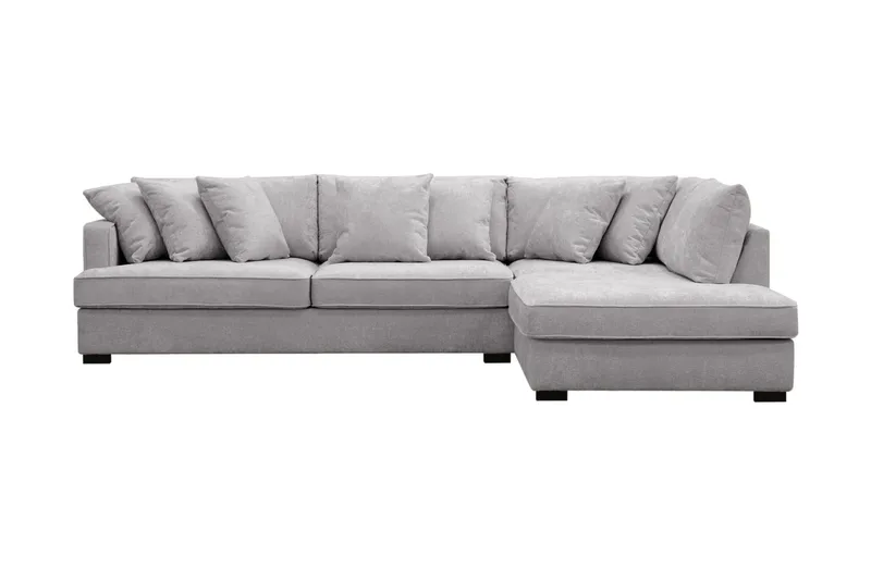 Rossita 4-seters Høyrevendt L-formet Dyp Sjeselongsofa i Chenille - Trenza 03, Grå Chenille - Møbler - Sofaer - Sofa med sjeselong